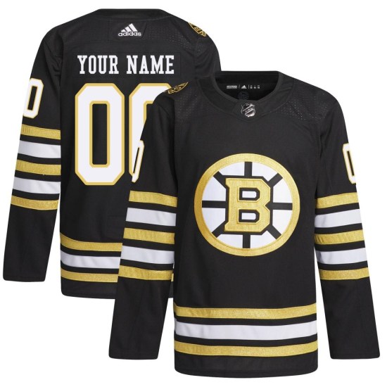 Custom Boston Bruins Youth Authentic Custom 100th Anniversary Primegreen Adidas Jersey - Black