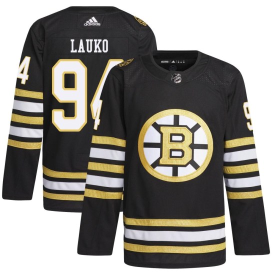 Jakub Lauko Boston Bruins Youth Authentic 100th Anniversary Primegreen Adidas Jersey - Black