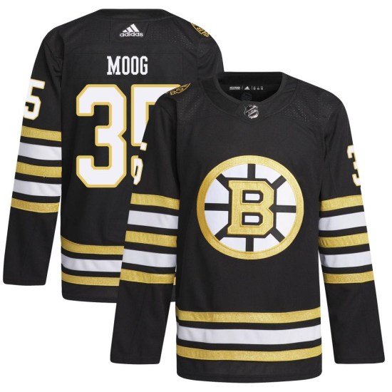 Andy Moog Boston Bruins Youth Authentic 100th Anniversary Primegreen Adidas Jersey - Black