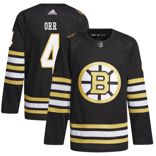 Bobby Orr Boston Bruins Youth Authentic 100th Anniversary Primegreen Adidas Jersey - Black