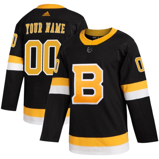 Custom Boston Bruins Youth Authentic Custom Alternate Adidas Jersey - Black
