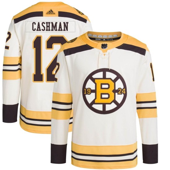 Wayne Cashman Boston Bruins Youth Authentic 100th Anniversary Primegreen Adidas Jersey - Cream
