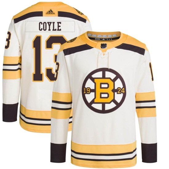 Charlie Coyle Boston Bruins Youth Authentic 100th Anniversary Primegreen Adidas Jersey - Cream