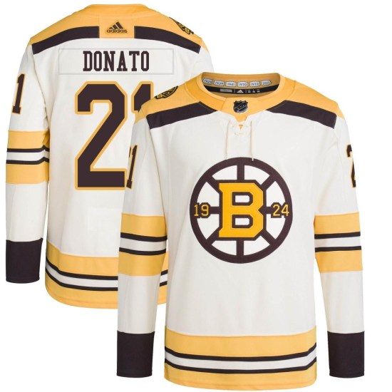 Ted Donato Boston Bruins Youth Authentic 100th Anniversary Primegreen Adidas Jersey - Cream