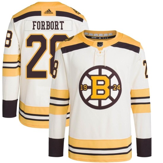 Derek Forbort Boston Bruins Youth Authentic 100th Anniversary Primegreen Adidas Jersey - Cream