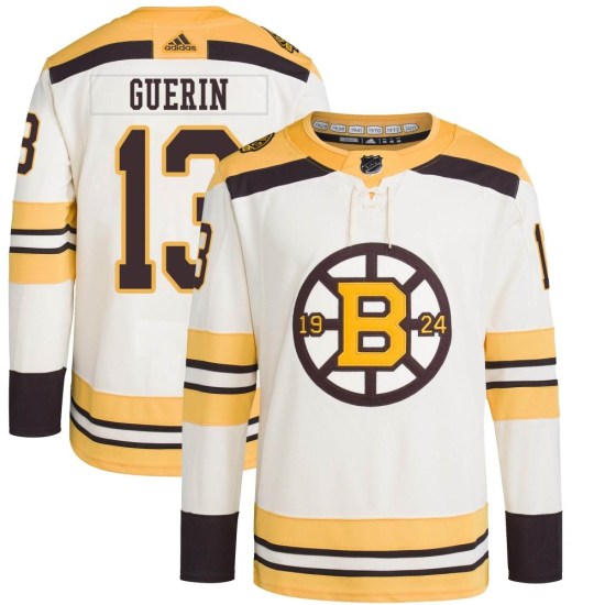 Bill Guerin Boston Bruins Youth Authentic 100th Anniversary Primegreen Adidas Jersey - Cream
