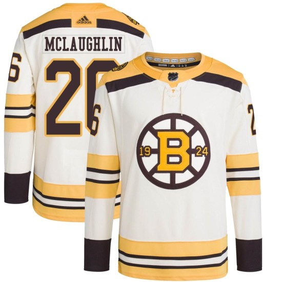 Marc McLaughlin Boston Bruins Youth Authentic 100th Anniversary Primegreen Adidas Jersey - Cream