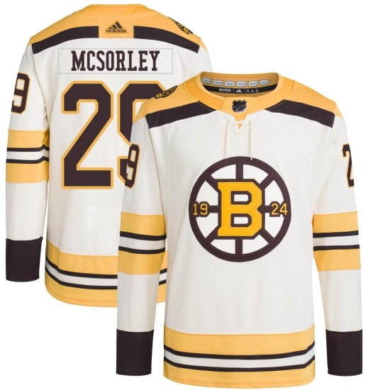 Marty Mcsorley Boston Bruins Youth Authentic 100th Anniversary Primegreen Adidas Jersey - Cream