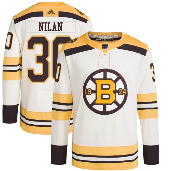 Chris Nilan Boston Bruins Youth Authentic 100th Anniversary Primegreen Adidas Jersey - Cream