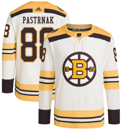 David Pastrnak Boston Bruins Youth Authentic 100th Anniversary Primegreen Adidas Jersey - Cream