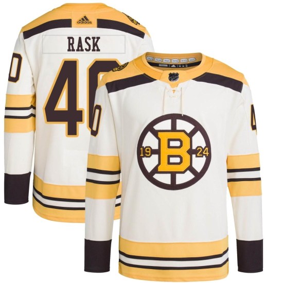 Tuukka Rask Boston Bruins Youth Authentic 100th Anniversary Primegreen Adidas Jersey - Cream