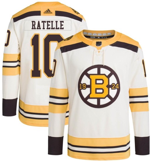 Jean Ratelle Boston Bruins Youth Authentic 100th Anniversary Primegreen Adidas Jersey - Cream