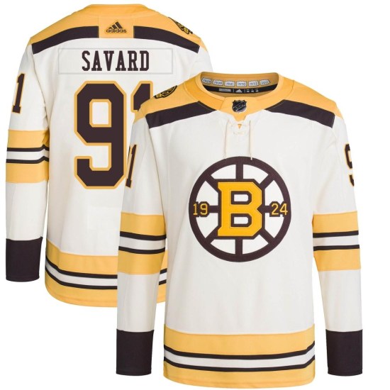 Marc Savard Boston Bruins Youth Authentic 100th Anniversary Primegreen Adidas Jersey - Cream