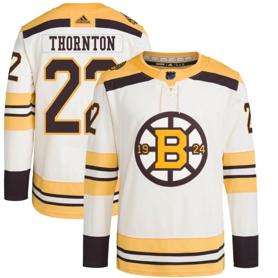 Shawn Thornton Boston Bruins Youth Authentic 100th Anniversary Primegreen Adidas Jersey - Cream