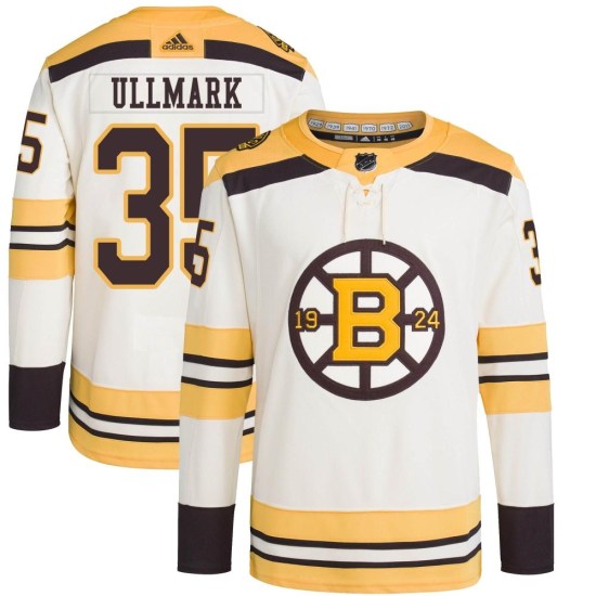 Linus Ullmark Boston Bruins Youth Authentic 100th Anniversary Primegreen Adidas Jersey - Cream