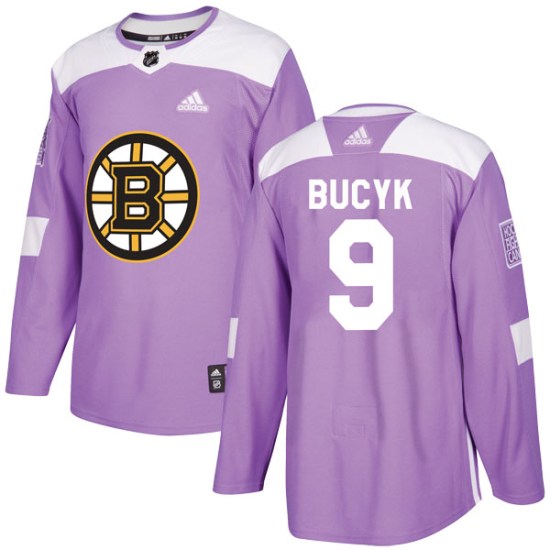 Johnny Bucyk Boston Bruins Youth Authentic Fights Cancer Practice Adidas Jersey - Purple