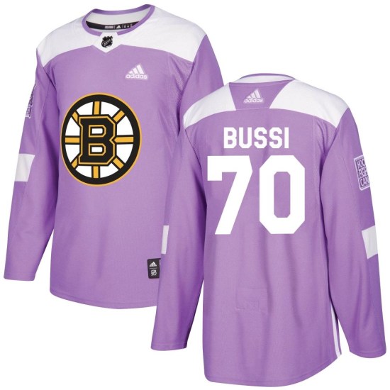 Brandon Bussi Boston Bruins Youth Authentic Fights Cancer Practice Adidas Jersey - Purple