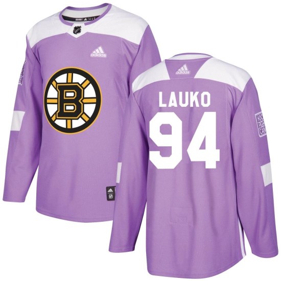 Jakub Lauko Boston Bruins Youth Authentic Fights Cancer Practice Adidas Jersey - Purple