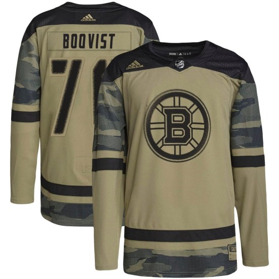Jesper Boqvist Boston Bruins Authentic Military Appreciation Practice Adidas Jersey - Camo