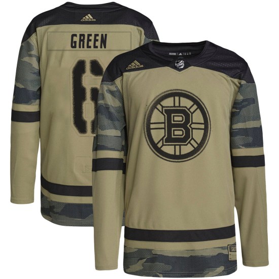 Ted Green Boston Bruins Authentic Camo Military Appreciation Practice Adidas Jersey - Green