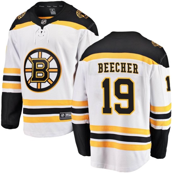 Johnny Beecher Boston Bruins Youth Breakaway Away Fanatics Branded Jersey - White