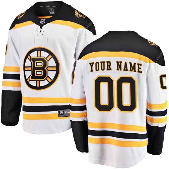 Custom Boston Bruins Youth Breakaway Custom Away Fanatics Branded Jersey - White