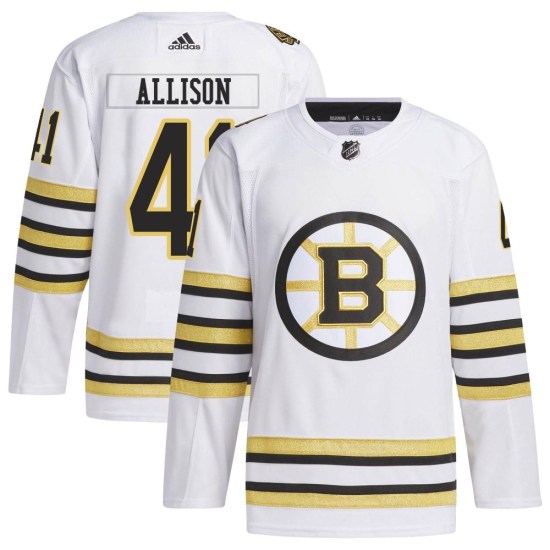 Jason Allison Boston Bruins Youth Authentic 100th Anniversary Primegreen Adidas Jersey - White