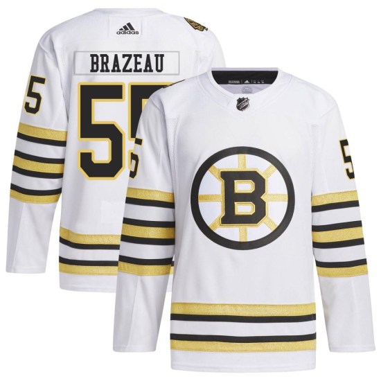 Justin Brazeau Boston Bruins Youth Authentic 100th Anniversary Primegreen Adidas Jersey - White