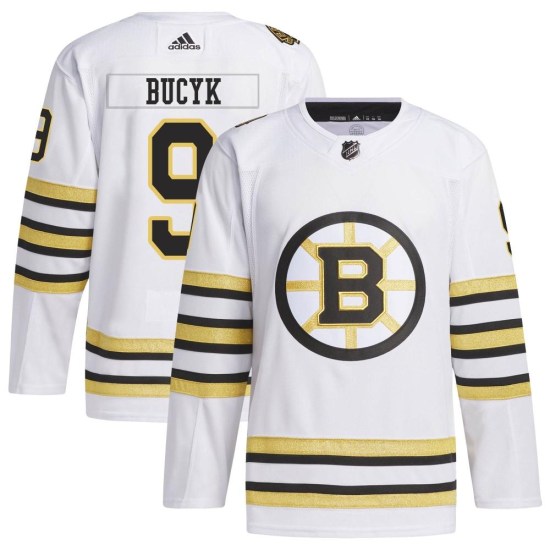 Johnny Bucyk Boston Bruins Youth Authentic 100th Anniversary Primegreen Adidas Jersey - White