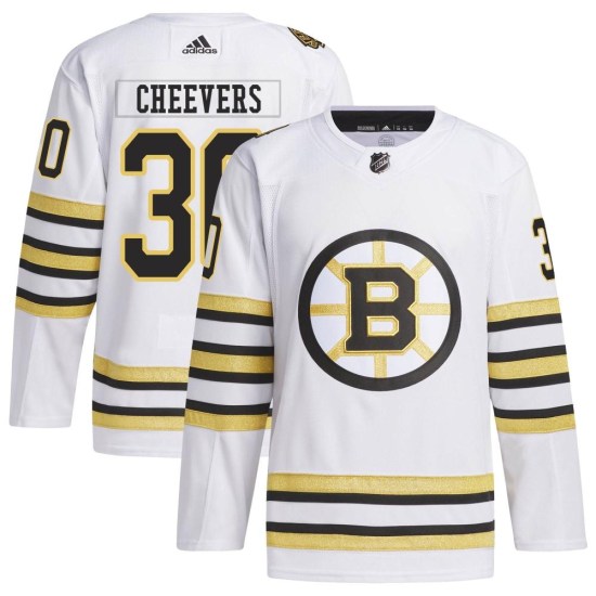 Gerry Cheevers Boston Bruins Youth Authentic 100th Anniversary Primegreen Adidas Jersey - White