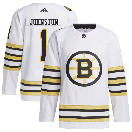Eddie Johnston Boston Bruins Youth Authentic 100th Anniversary Primegreen Adidas Jersey - White