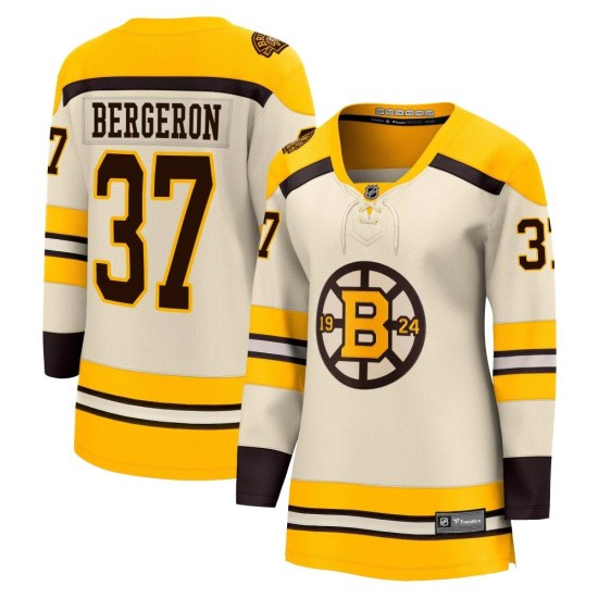 Patrice Bergeron Boston Bruins Women's Premier Breakaway 100th Anniversary Fanatics Branded Jersey - Cream