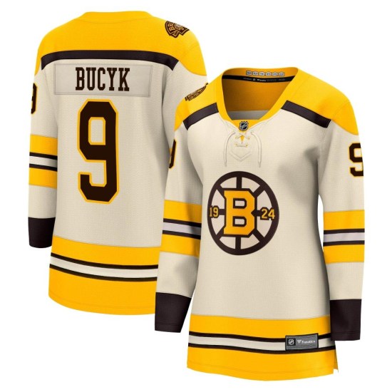Johnny Bucyk Boston Bruins Women's Premier Breakaway 100th Anniversary Fanatics Branded Jersey - Cream