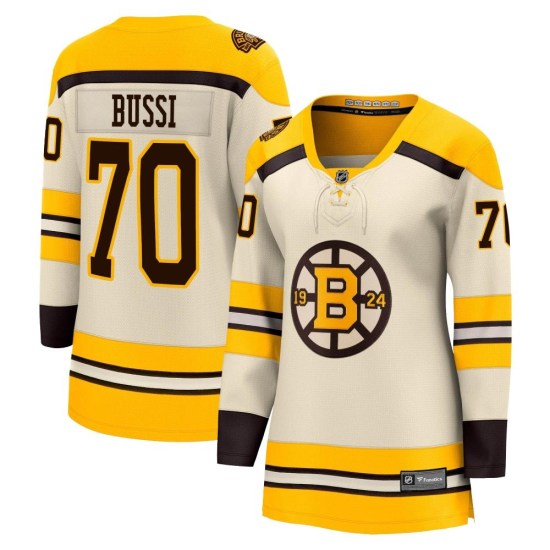 Brandon Bussi Boston Bruins Women's Premier Breakaway 100th Anniversary Fanatics Branded Jersey - Cream
