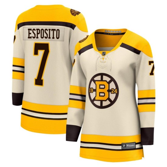 Phil Esposito Boston Bruins Women's Premier Breakaway 100th Anniversary Fanatics Branded Jersey - Cream