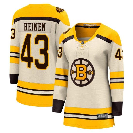 Danton Heinen Boston Bruins Women's Premier Breakaway 100th Anniversary Fanatics Branded Jersey - Cream