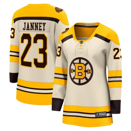 Craig Janney Boston Bruins Women's Premier Breakaway 100th Anniversary Fanatics Branded Jersey - Cream