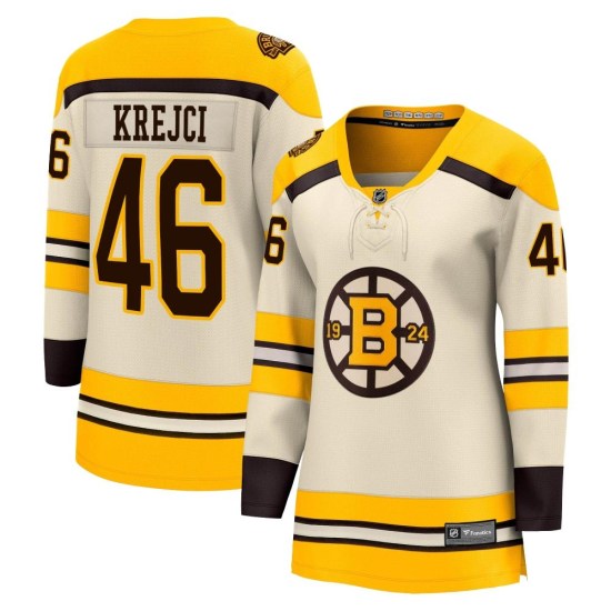 David Krejci Boston Bruins Women's Premier Breakaway 100th Anniversary Fanatics Branded Jersey - Cream