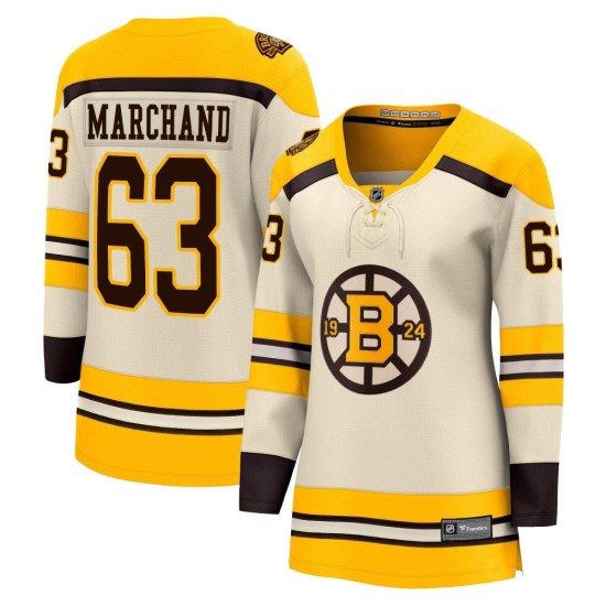 Brad Marchand Boston Bruins Women's Premier Breakaway 100th Anniversary Fanatics Branded Jersey - Cream