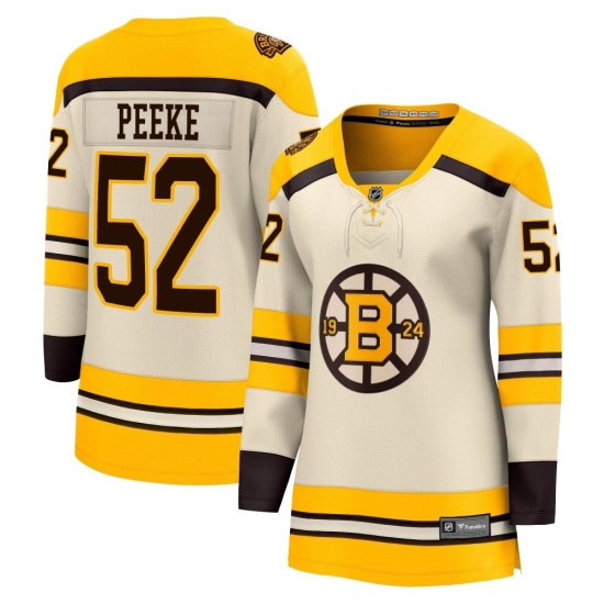 Andrew Peeke Boston Bruins Women's Premier Breakaway 100th Anniversary Fanatics Branded Jersey - Cream