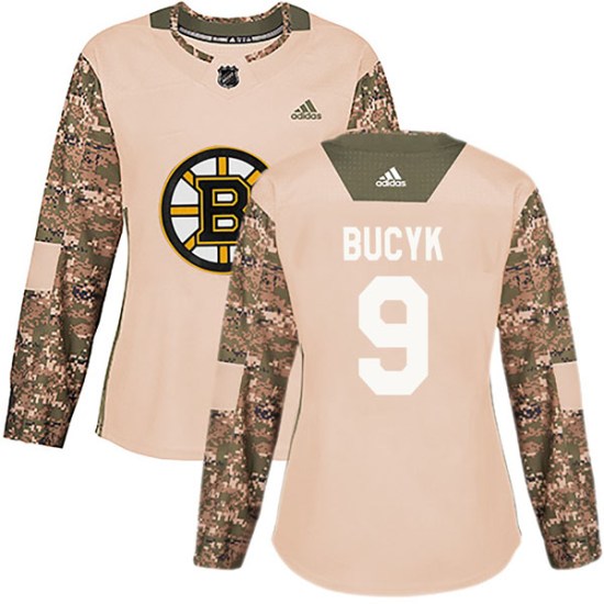 Johnny Bucyk Boston Bruins Women's Authentic Veterans Day Practice Adidas Jersey - Camo