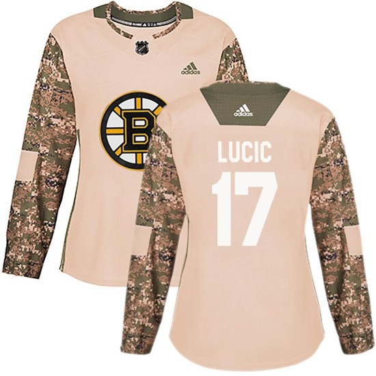 Milan Lucic Boston Bruins Women's Authentic Veterans Day Practice Adidas Jersey - Camo