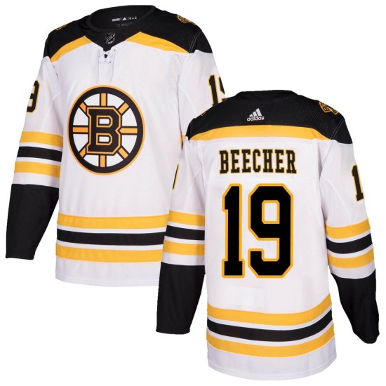Johnny Beecher Boston Bruins Youth Authentic Away Adidas Jersey - White