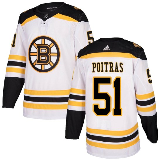 Matthew Poitras Boston Bruins Youth Authentic Away Adidas Jersey - White