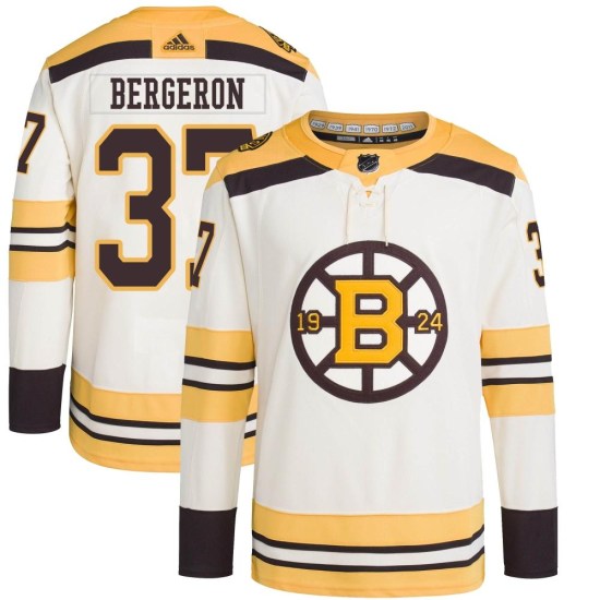 Patrice Bergeron Boston Bruins Authentic 100th Anniversary Primegreen Adidas Jersey - Cream