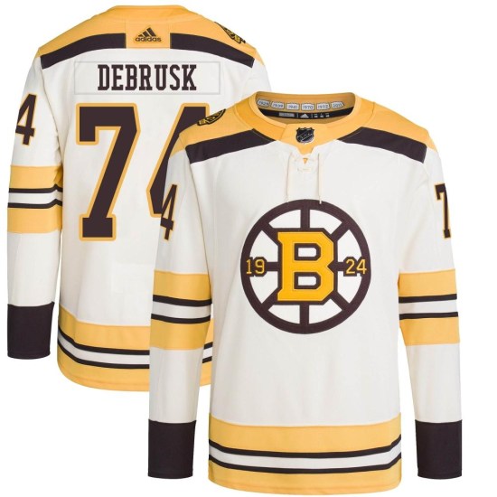 Jake DeBrusk Boston Bruins Authentic 100th Anniversary Primegreen Adidas Jersey - Cream