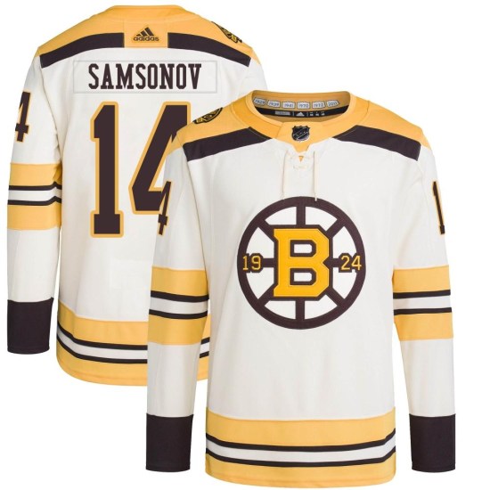 Sergei Samsonov Boston Bruins Authentic 100th Anniversary Primegreen Adidas Jersey - Cream