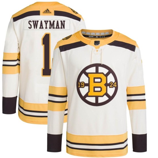 Jeremy Swayman Boston Bruins Authentic 100th Anniversary Primegreen Adidas Jersey - Cream