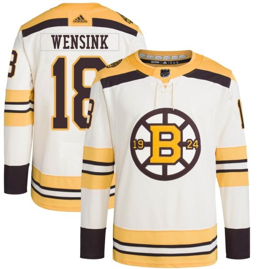 John Wensink Boston Bruins Authentic 100th Anniversary Primegreen Adidas Jersey - Cream