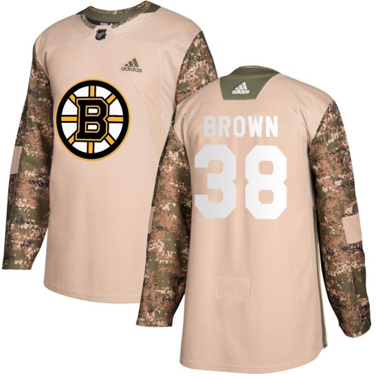 Patrick Brown Boston Bruins Authentic Camo Veterans Day Practice Adidas Jersey - Brown